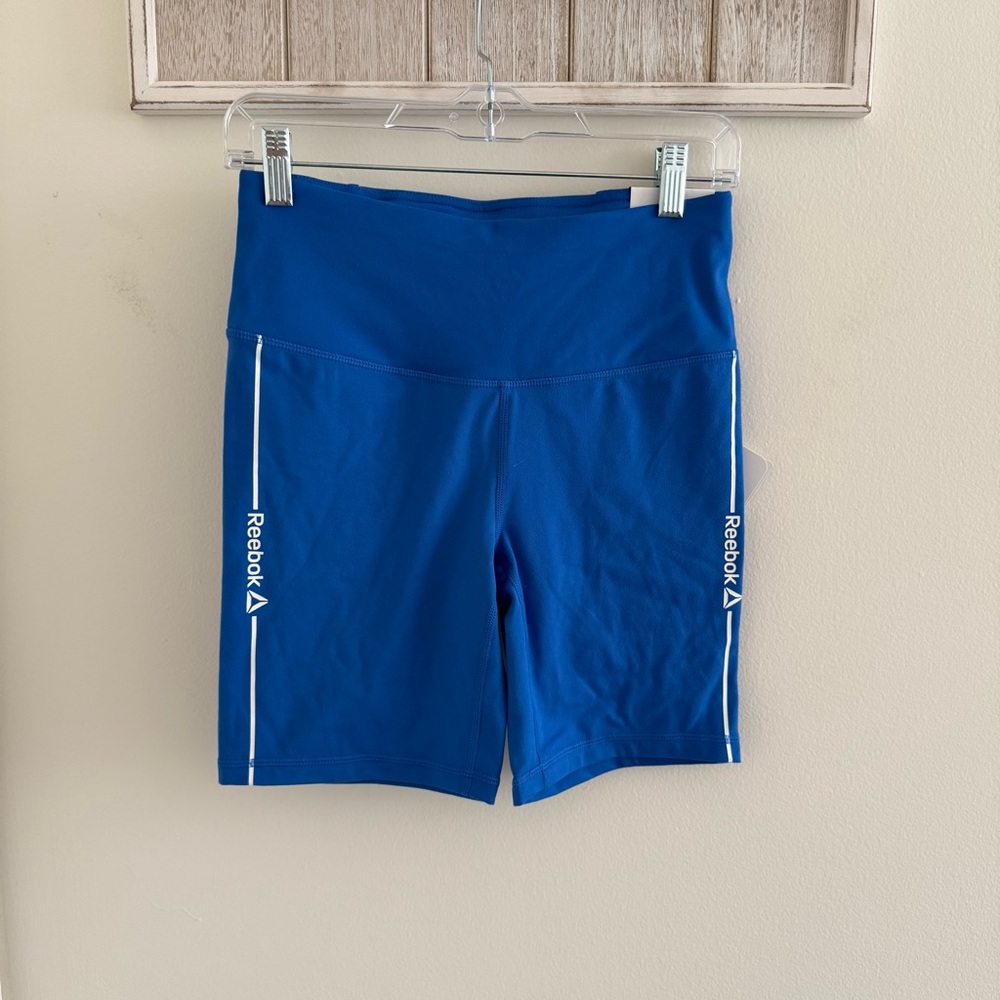 Reebok Blue Bike Shorts High-Rise Compression Fit
